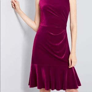 Fuchsia Velvet ModCloth Dress Eliza J